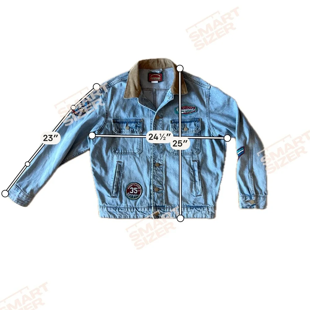 VTG Springfield Denim Jacket S Light Wash Corduroy Collar Patch Trucker Jacket